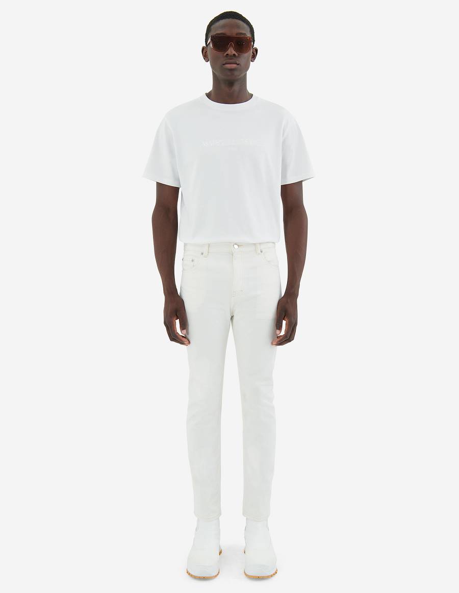 White Men's Maison Kitsune Slim Fit Jeans | AU-S0855