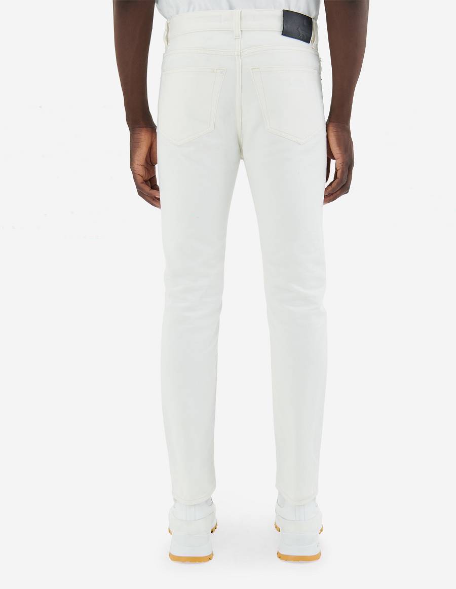 White Men's Maison Kitsune Slim Fit Jeans | AU-S0855