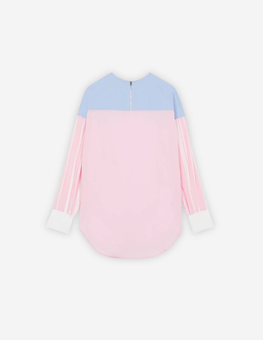 White Pink Women's Maison Kitsune Open Sleeve Top Shirts | AU-G124