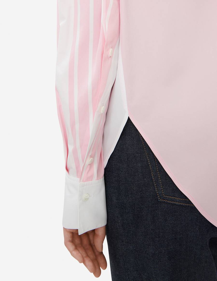 White Pink Women's Maison Kitsune Open Sleeve Top Shirts | AU-G124