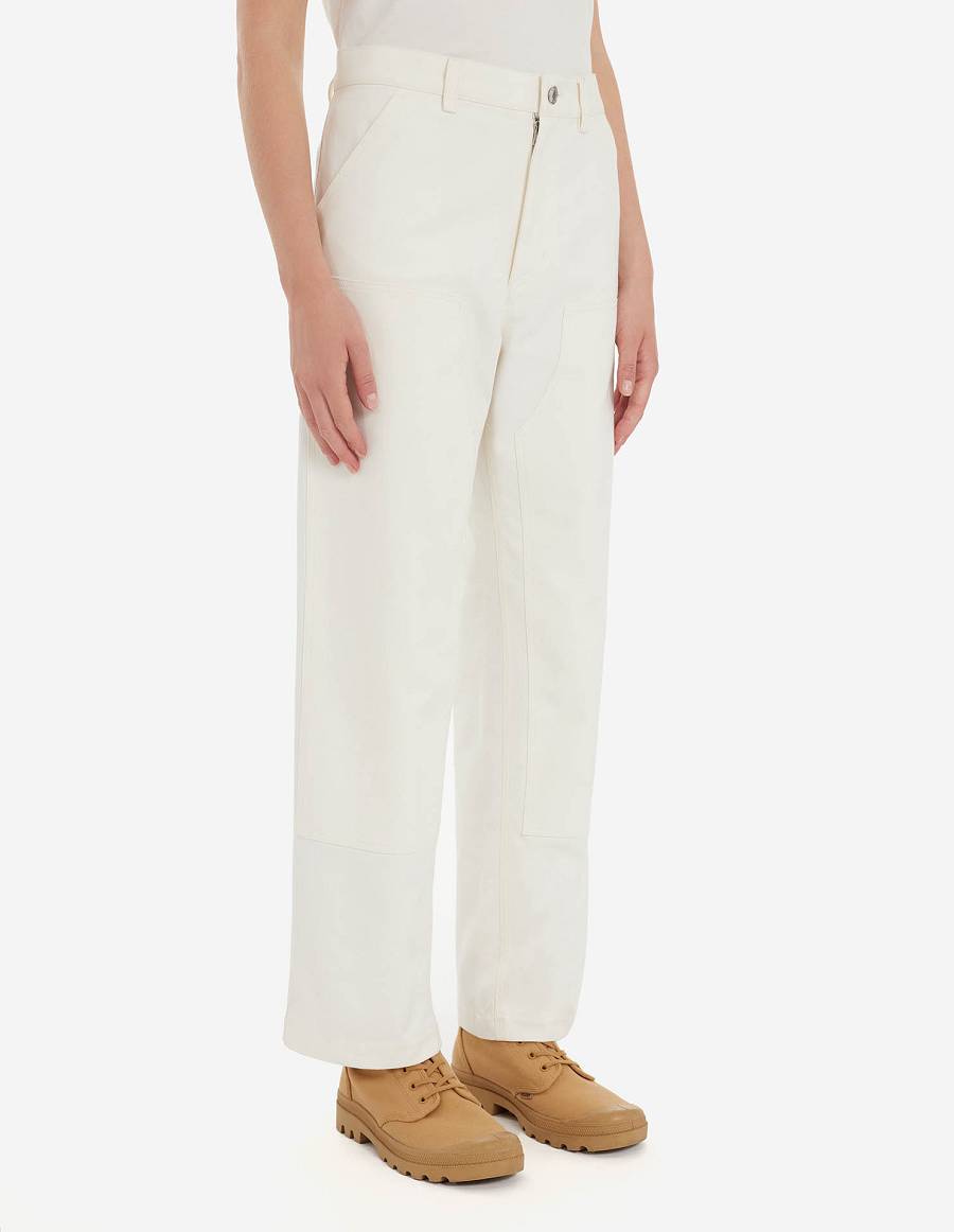 White Women's Maison Kitsune Cafe Workwear Pants | AU-U0383