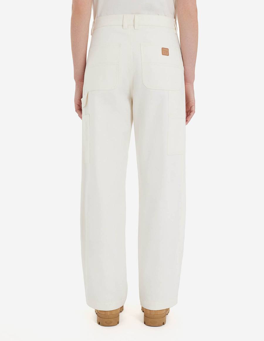 White Women's Maison Kitsune Cafe Workwear Pants | AU-U0383