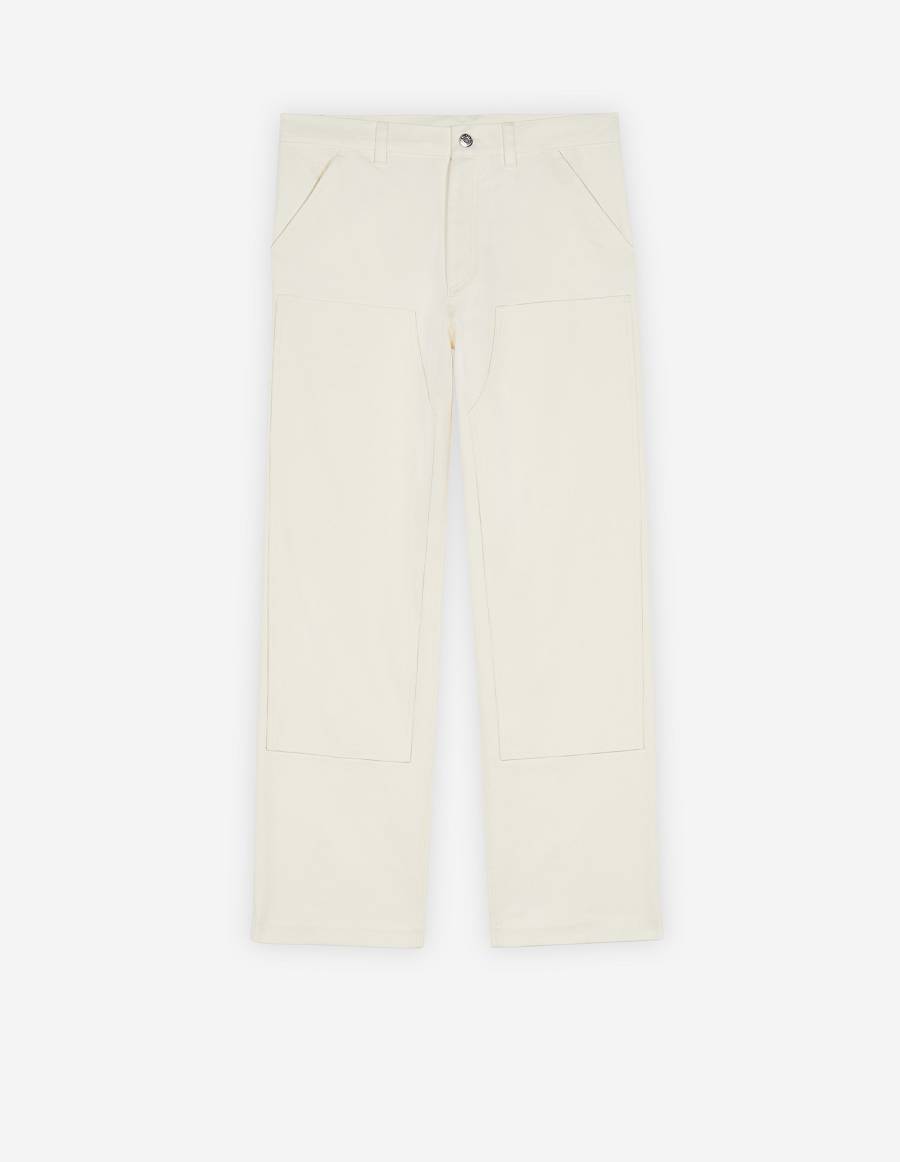 White Women\'s Maison Kitsune Cafe Workwear Pants | AU-U0383