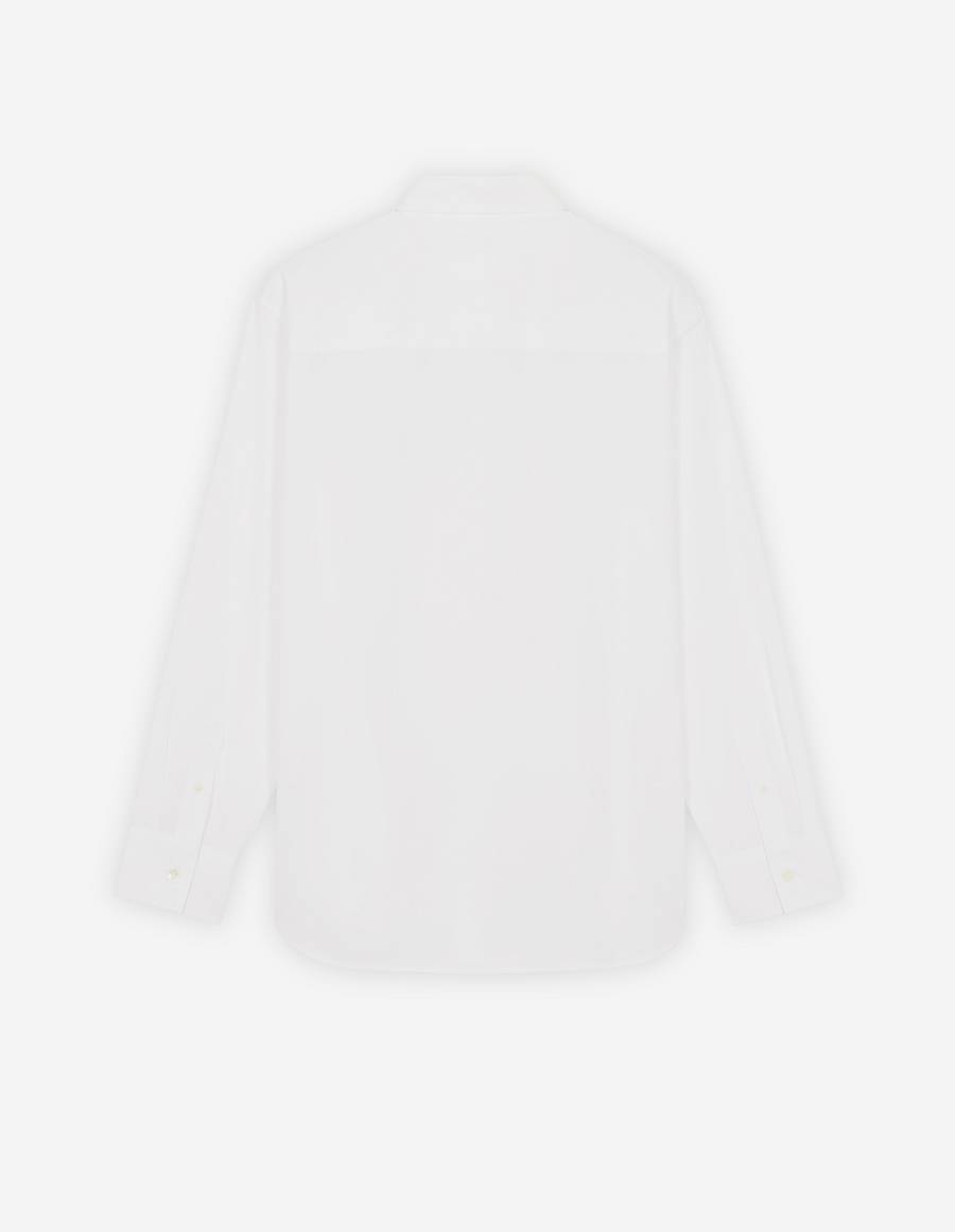 White Women's Maison Kitsune Fox Embroidery Classic Shirts | AU-S0937