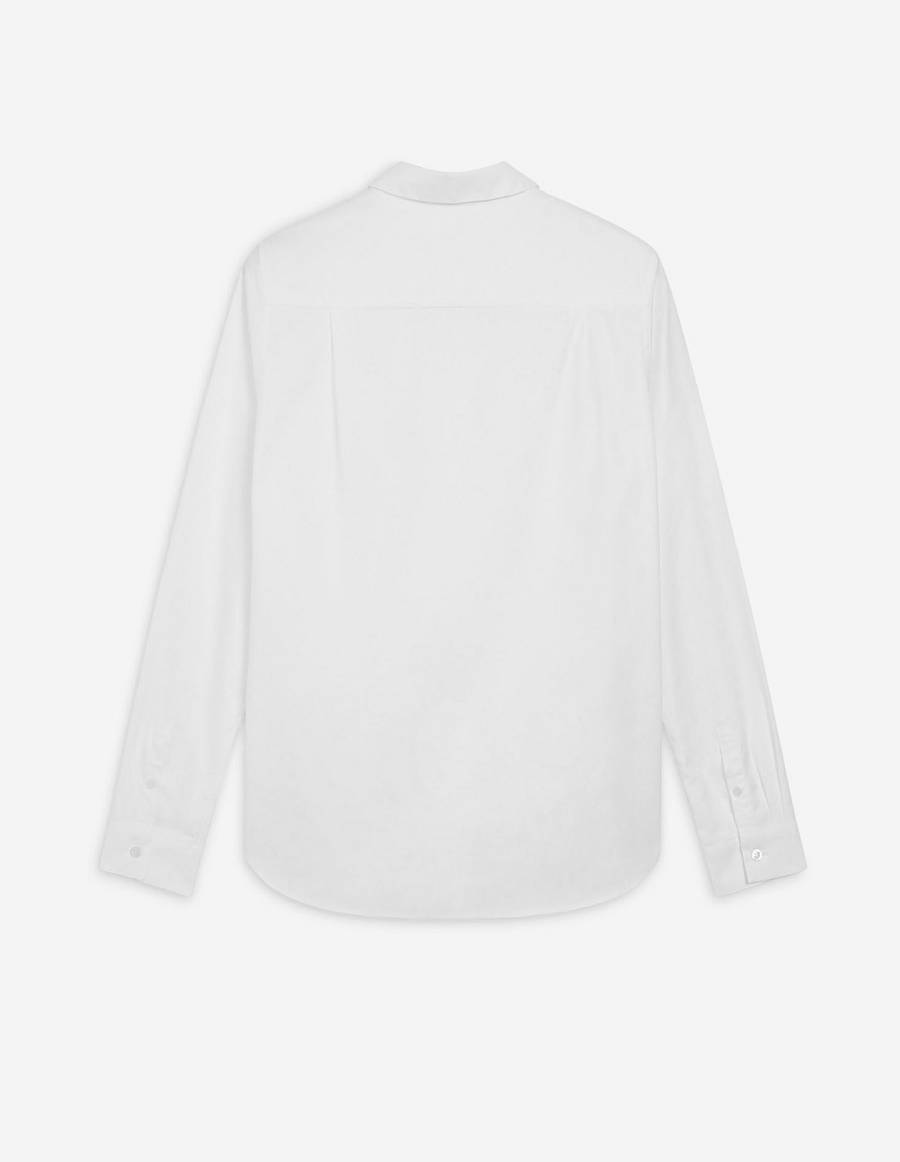 White Women's Maison Kitsune Fox Embroidery Classic Shirts | AU-S0937