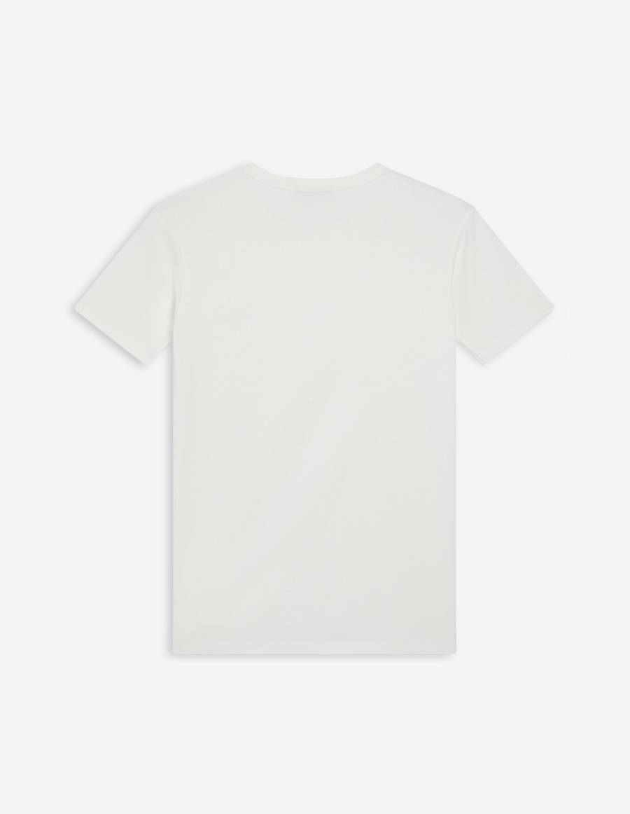 White Women's Maison Kitsune Profile Fox Patch Fitted T Shirts | AU-S0913