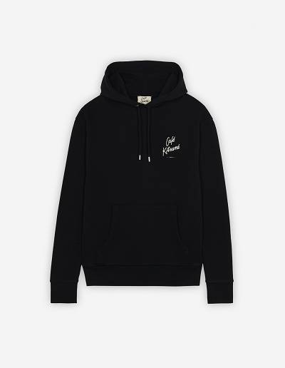 Black Men's Maison Kitsune Cafe Kitsune New Hoodies | AU-V0926