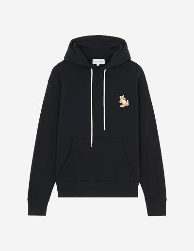 Black Men's Maison Kitsune Chillax Fox Patch Classic Hoodies | AU-M0156