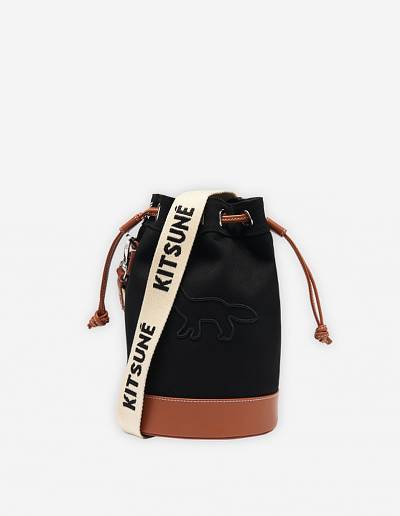 Black Men's Maison Kitsune Contour Fox Bucket Bags | AU-E0700