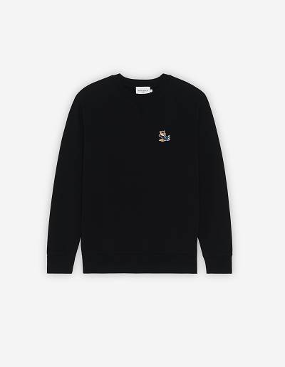 Black Men's Maison Kitsune Dressed Fox Patch Classic Sweatshirts | AU-W0M36