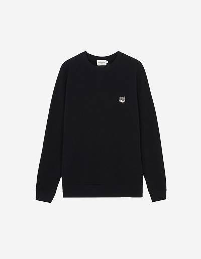 Black Men's Maison Kitsune Grey Fox Head Patch Classic Sweatshirts | AU-C0347