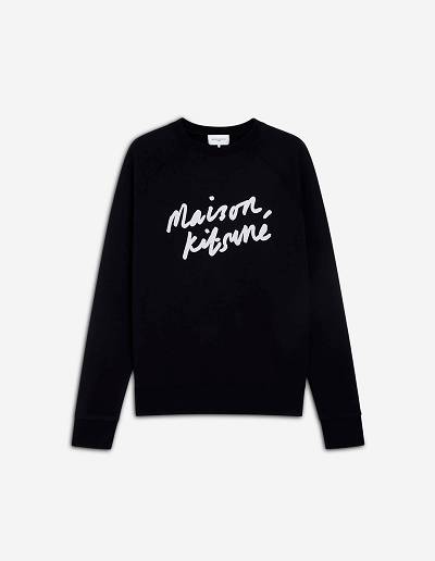 Black Men's Maison Kitsune Handwriting Clean Sweatshirts | AU-E0468