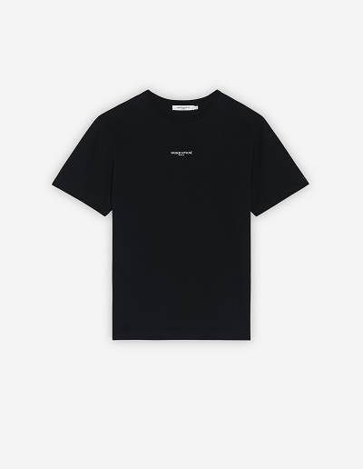 Black Men's Maison Kitsune Paris Embroidery Relaxed T Shirts | AU-S0677