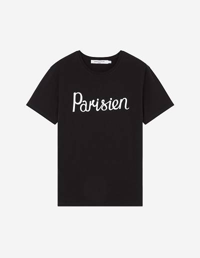 Black Men's Maison Kitsune Parisien Classic T Shirts | AU-M0765