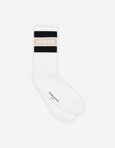 Black Men's Maison Kitsune Striped Sporty Socks | AU-Y0759