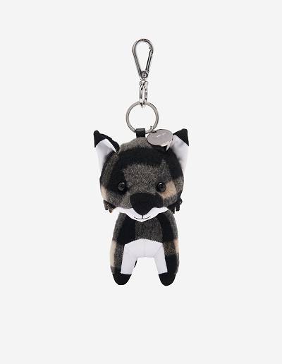 Black White Men's Maison Kitsune Big Fox Charm Bags | AU-K0110