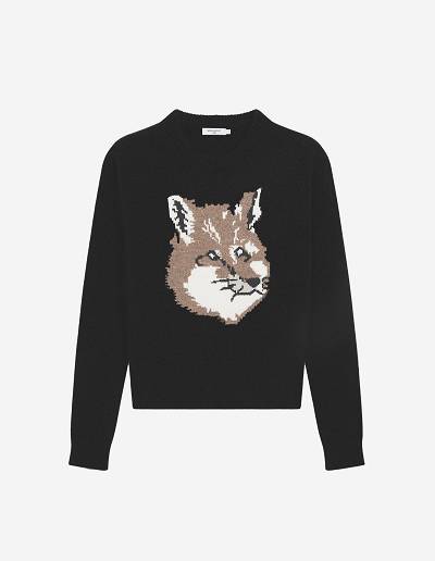 Black Women's Maison Kitsune Big Fox Head Sweaters | AU-C0695