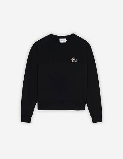 Black Women's Maison Kitsune Dressed Fox Patch Adjusted Sweatshirts | AU-P0848