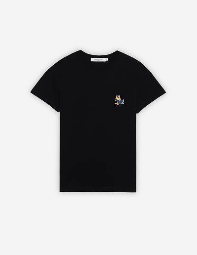 Black Women's Maison Kitsune Dressed Fox Patch Classic T Shirts | AU-U0586