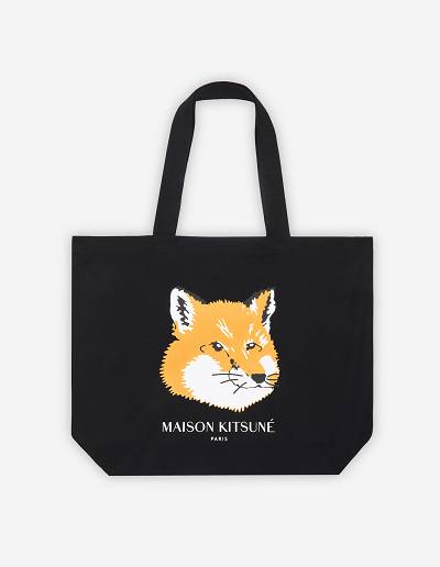 Black Women's Maison Kitsune Fox Head Tote Bags | AU-X0377