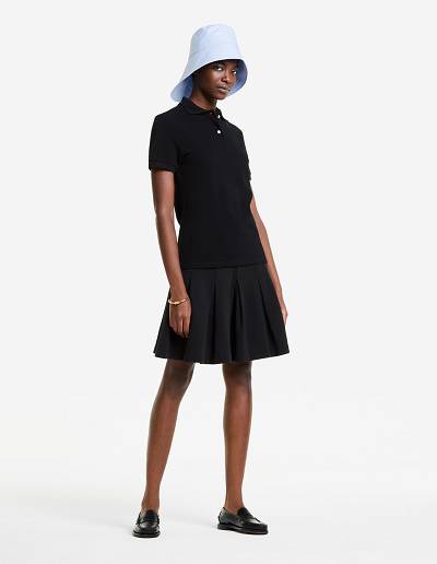 Black Women's Maison Kitsune Tricolor Fox Patch Classic Polo | AU-A988