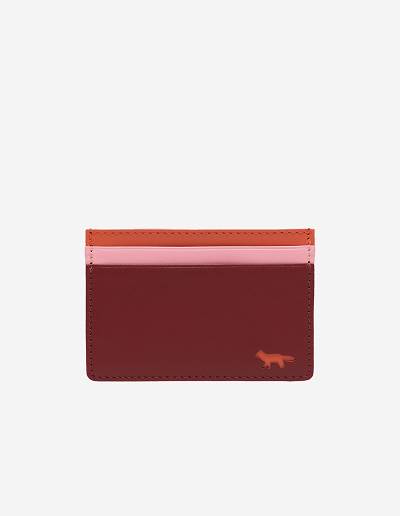 Burgundy Men's Maison Kitsune Card Holder Bags | AU-G0742