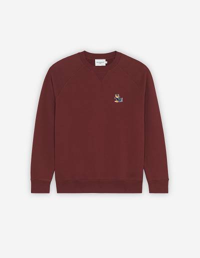 Burgundy Men's Maison Kitsune Dressed Fox Patch Classic Sweatshirts | AU-E0323