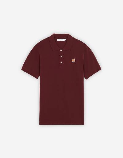 Burgundy Men's Maison Kitsune Fox Head Patch Classic Polo | AU-K0139