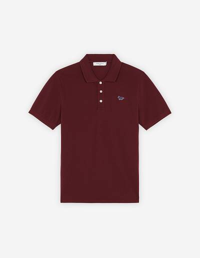 Burgundy Men's Maison Kitsune Navy Fox Patch Classic Polo | AU-Q0641