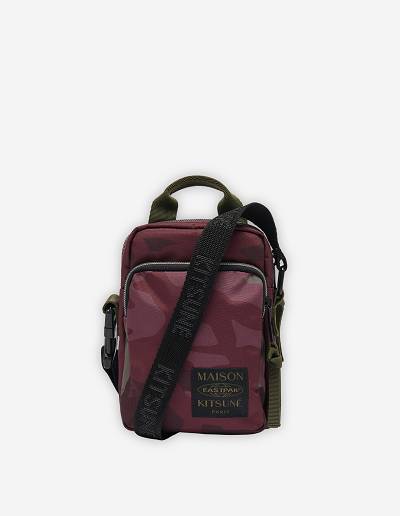 Burgundy Women's Maison Kitsune Mkxeastpak Printed One Crossbody Bags | AU-X0116