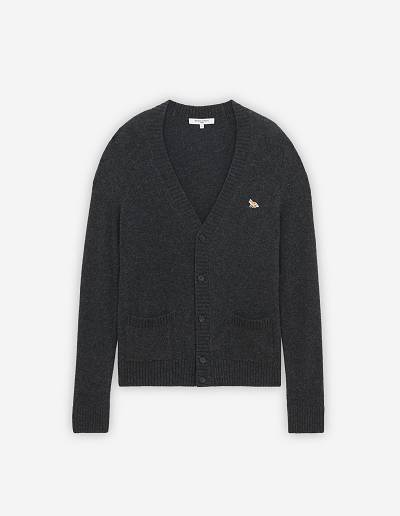 Dark Grey Men's Maison Kitsune Baby Fox Patch Cosy Cardigan | AU-A205