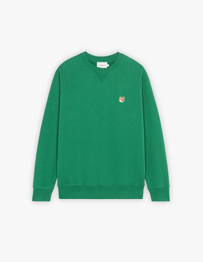 Deep Green Men's Maison Kitsune Fox Head Patch Classic Sweatshirts | AU-F0683