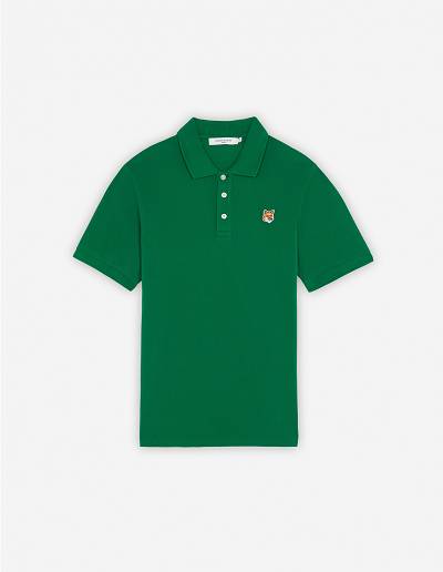 Deep Green Men's Maison Kitsune Fox Head Patch Classic Polo | AU-Q0920