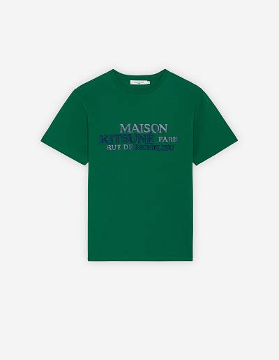 Deep Green Men's Maison Kitsune Rue Richelieu Relaxed T Shirts | AU-O1508