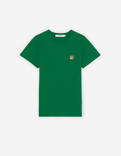 Deep Green Women's Maison Kitsune Fox Head Patch Classic T Shirts | AU-M0301