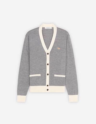 Grey Men's Maison Kitsune Baby Fox Patch Bi-color Classic Cardigan | AU-B0577