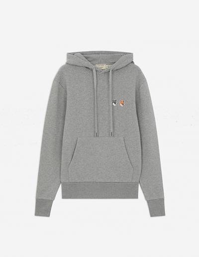 Grey Men's Maison Kitsune Double Fox Head Patch Hoodies | AU-G0298