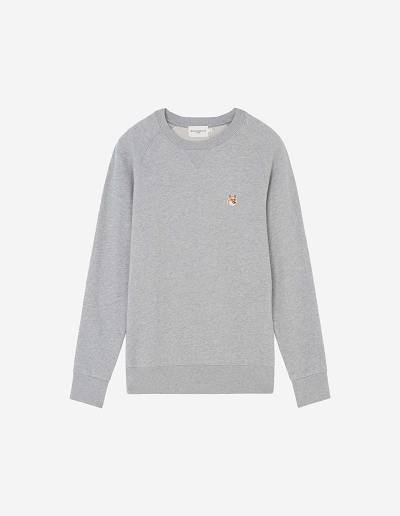 Grey Men's Maison Kitsune Fox Head Patch Classic Sweatshirts | AU-S0304