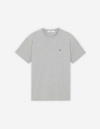 Grey Men's Maison Kitsune Grey Fox Head Patch Classic T Shirts | AU-M0475