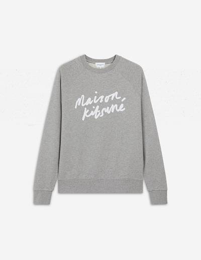 Grey Men's Maison Kitsune Handwriting Clean Sweatshirts | AU-J0309