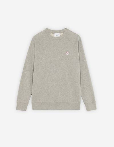 Grey Men's Maison Kitsune Monochrome Fox Head Patch Classic Sweatshirts | AU-Q0960