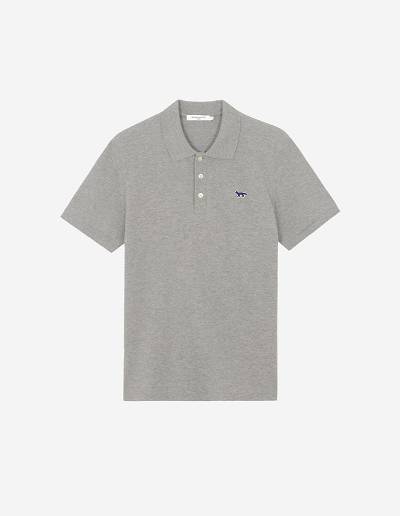 Grey Men's Maison Kitsune Navy Fox Patch Classic Polo | AU-M0895