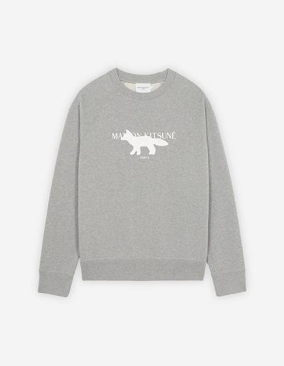 Grey Men's Maison Kitsune Profile Fox Stamp Clean Sweatshirts | AU-M0678