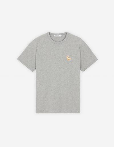 Grey Women's Maison Kitsune Chillax Fox Patch Classic T Shirts | AU-G0713