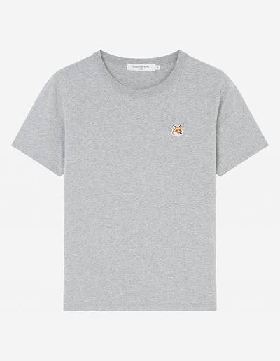 Grey Women's Maison Kitsune Fox Head Patch Classic T Shirts | AU-G0974