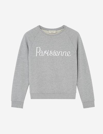 Grey Women's Maison Kitsune Parisienne Vintage Sweatshirts | AU-F0393