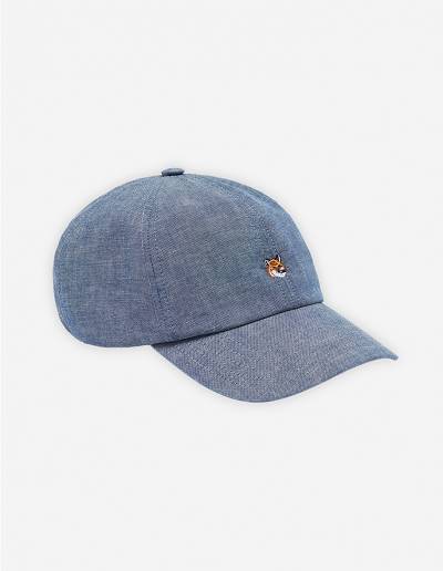 Indigo Men's Maison Kitsune Small Fox Head Embroidery 6p Caps | AU-A0756