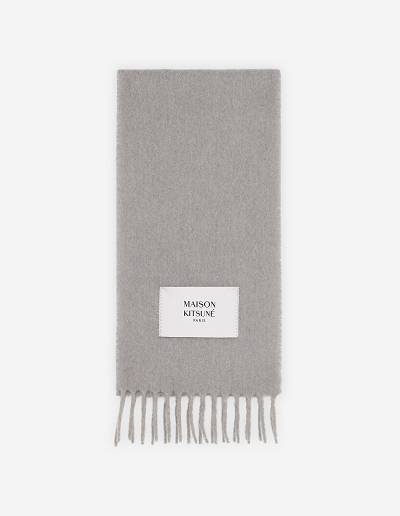 Light Grey Men's Maison Kitsune Plain Fringed Scarf | AU-B0287