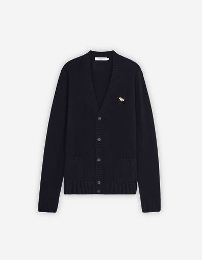 Navy Men's Maison Kitsune Baby Fox Patch Cosy Cardigan | AU-B0751