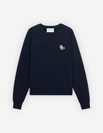 Navy Men's Maison Kitsune Frenchie Dressed Fox Patch Adjusted Sweatshirts | AU-V0143